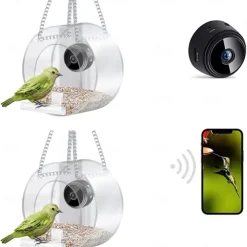 Bird Feeder with Camera, Bird Watching Camera HD 1080P Night-Version Video Camera, WiFi Hotspot Remote Connection with Mobile Phone for Outdoor Bird Watching, Capture Photos