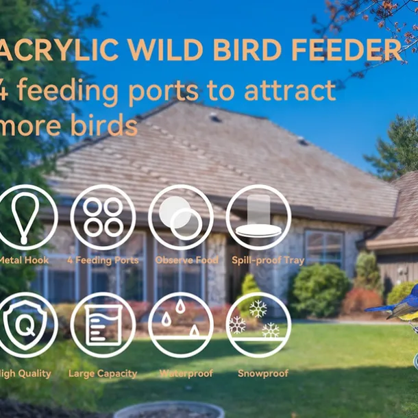 Bird Feeders for Outdoors Hanging Squirrel Proof Bird Feeders for Outdoors Large Tube Bird Feeder with 4 Feeding Ports Bird Seed Feeder with Hook and Food Tray Attract Multiple Birds