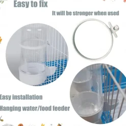 Bird Feeders Water Dispenser No Mess Parrot Food Seed Dispenser Bird Automatic Waterer Feeder Container Cockatiel Cage Accessories for Parrot Finch Budgie Lovebirds Canaries