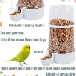 Bird Feeders Water Dispenser No Mess Parrot Food Seed Dispenser Bird Automatic Waterer Feeder Container Cockatiel Cage Accessories for Parrot Finch Budgie Lovebirds Canaries