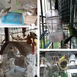 Bird Feeders Water Dispenser No Mess Parrot Food Seed Dispenser Bird Automatic Waterer Feeder Container Cockatiel Cage Accessories for Parrot Finch Budgie Lovebirds Canaries