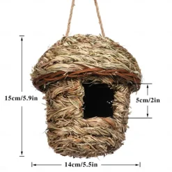 Bird House for Outside Hanging,Grass Handwoven Bird Nest,Hummingbird House,Natural Bird Hut Outdoor,Birdhouse for Kids,Songbirds House