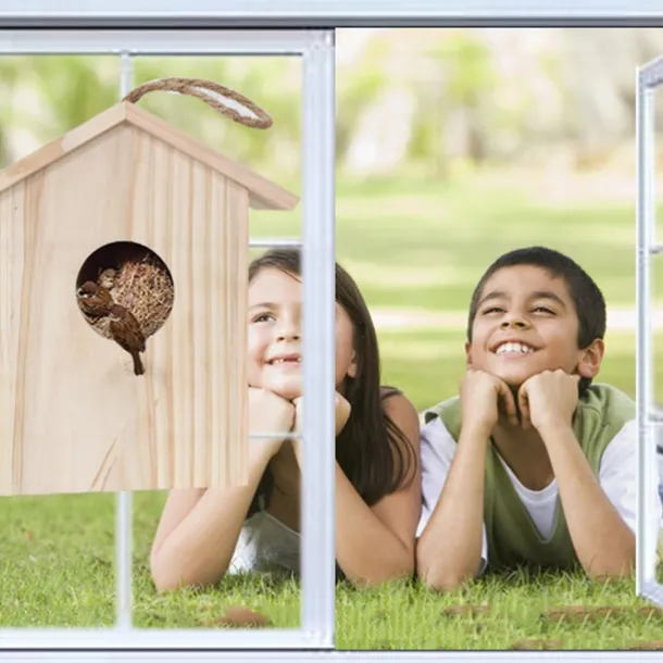 Bird House with Strong Suction Cups and lanyards for Outdoor use - See-Through Environmentally Friendly Wooden Bird nestBird Nest Transparent Design for Easy Observation