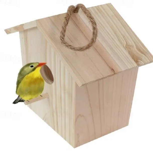 Bird House with Strong Suction Cups and lanyards for Outdoor use - See-Through Environmentally Friendly Wooden Bird nestBird Nest Transparent Design for Easy Observation