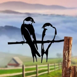 Bird Metal Wall Decor Lovebird Art for Outdoor Garden Patio Decor Garden Decor Bird Decor Signs Garden Yard Decor Garden Yard Backyard Statues