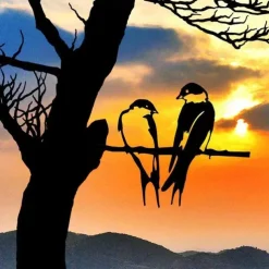 Bird Metal Wall Decor Lovebird Art for Outdoor Garden Patio Decor Garden Decor Bird Decor Signs Garden Yard Decor Garden Yard Backyard Statues