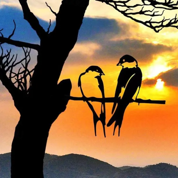 Bird Metal Wall Decor Lovebird Art for Outdoor Garden Patio Decor Garden Decor Bird Decor Signs Garden Yard Decor Garden Yard Backyard Statues