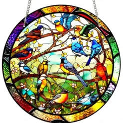 Birds Acrylic Window Hanging, Birds Stained Window Panel Hangings Suncatcher Window Hanging Panel Indoor Outdoor Home Garden Ornaments
