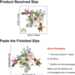 Birds Flowers Toilet Seat Lid Stickers Self-Adhesive Bathroom Wall Sticker Floral Birds Butterfly Toilet Seat Decals DIY Removable Waterproof Toilet Sticker for Bathroom Cistern Decor