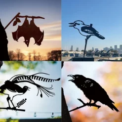 Birds Metal Garden Art Decor, Funny Metal Wall Sculptures Weatherproof Wrought Iron Art Sign Outdoor Garden Farmhouse Decor Wall Decor