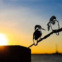 Birds Metal Garden Art Decor, Funny Metal Wall Sculptures Weatherproof Wrought Iron Art Sign Outdoor Garden Farmhouse Decor Wall Decor