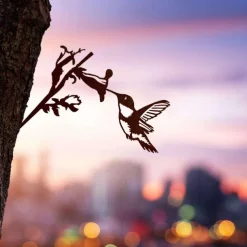 Birds Metal Garden Art Decor, Funny Metal Wall Sculptures Weatherproof Wrought Iron Art Sign Outdoor Garden Farmhouse Decor Wall Decor