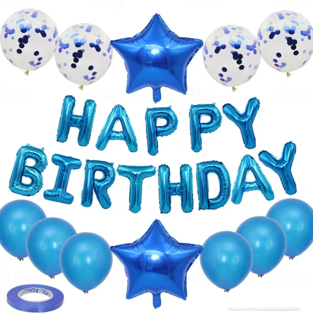 Birthday Party Balloon Set - Star Balloons Glitter balloon Happy Birthday Balloons Banner - Multiple Colors Available