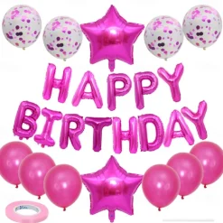 Birthday Party Balloon Set - Star Balloons Glitter balloon Happy Birthday Balloons Banner - Multiple Colors Available