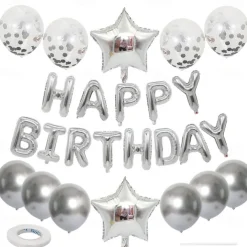 Birthday Party Balloon Set - Star Balloons Glitter balloon Happy Birthday Balloons Banner - Multiple Colors Available