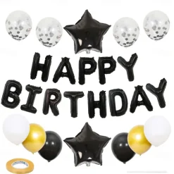 Birthday Party Balloon Set - Star Balloons Glitter balloon Happy Birthday Balloons Banner - Multiple Colors Available