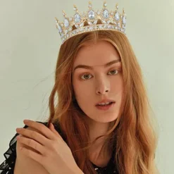 Birthday Party Baroque Crystal Tiara Round Crown for Birthday Party Shining Princess Look