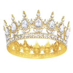 Birthday Party Baroque Crystal Tiara Round Crown for Birthday Party Shining Princess Look