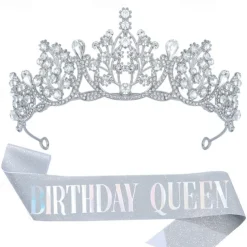 Birthday Party Crown and Sash 2-Piece Set - Multicolor 'Birthday Queen' Combination Pack