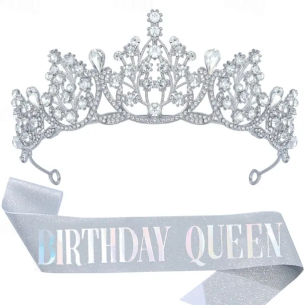 Birthday Party Crown and Sash 2-Piece Set - Multicolor 'Birthday Queen' Combination Pack