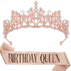 Birthday Party Crown and Sash 2-Piece Set - Multicolor 'Birthday Queen' Combination Pack