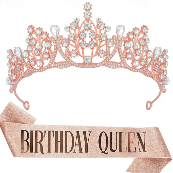 Birthday Party Crown and Sash 2-Piece Set - Multicolor 'Birthday Queen' Combination Pack