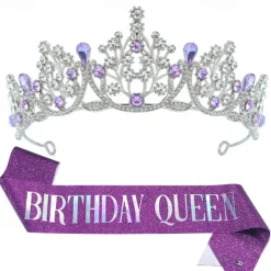 Birthday Party Crown and Sash 2-Piece Set - Multicolor 'Birthday Queen' Combination Pack