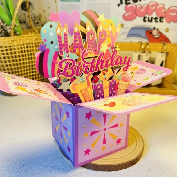 Birthday Party Happy Birthday 3D Multicolor Greeting Card - Perfect for Birthday Wishes