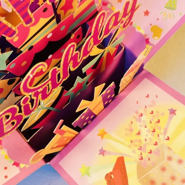 Birthday Party Happy Birthday 3D Multicolor Greeting Card - Perfect for Birthday Wishes