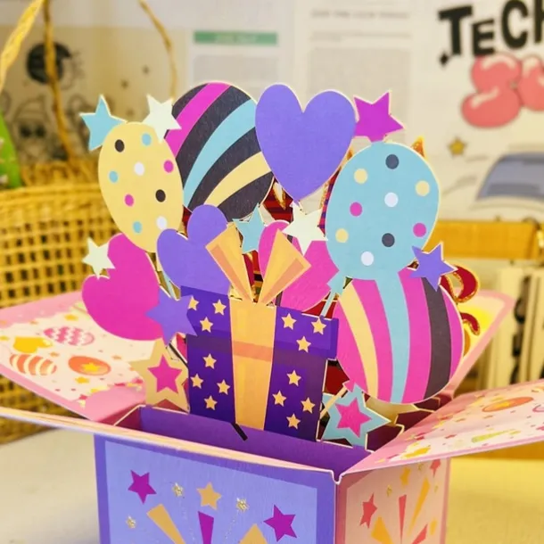 Birthday Party Happy Birthday 3D Multicolor Greeting Card - Perfect for Birthday Wishes