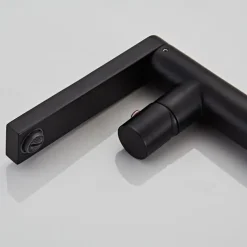 Black Basin Sink Mixer Faucet Brass, Tall Bathroom Taps Single Handle One Hole with Hot and Cold Hose Vessel Water Tap Deck Mounted