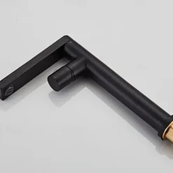 Black Basin Sink Mixer Faucet Brass, Tall Bathroom Taps Single Handle One Hole with Hot and Cold Hose Vessel Water Tap Deck Mounted