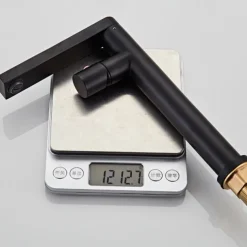 Black Basin Sink Mixer Faucet Brass, Tall Bathroom Taps Single Handle One Hole with Hot and Cold Hose Vessel Water Tap Deck Mounted