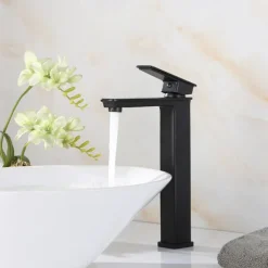 Black Bathroom Faucet Tall Single Handle Bathroom Vessel Sink Faucet Rv Lavatory Vessel Faucet Basin Mixer Tap Solid Brass/Matte Black