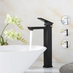 Black Bathroom Faucet Tall Single Handle Bathroom Vessel Sink Faucet Rv Lavatory Vessel Faucet Basin Mixer Tap Solid Brass/Matte Black