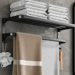 Black Bathroom Towel Rack Black Bathroom Storage Rack Toilet Bathroom Hardware Pendant Set Non Perforated Towel Rack