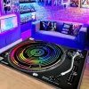 Black Disc Music Fan Area Rug Non Slip Floor Mat Bedside Livingroom Bedroom Indoor Outdoor Cozy