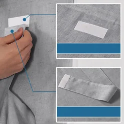 Black French Door Curtain Linen Textured Thermal Insulated Room Darkening Door Curtain Panel, Rod Pocket Noise Reducing Single Door Panel,1 Panel, Gray