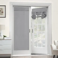 Black French Door Curtain Thermal Insulated Room Darkening Door Curtain Panel, Noise Reducing Single Door Panel