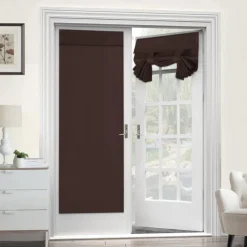Black French Door Curtain Thermal Insulated Room Darkening Door Curtain Panel, Noise Reducing Single Door Panel
