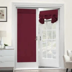Black French Door Curtain Thermal Insulated Room Darkening Door Curtain Panel, Noise Reducing Single Door Panel