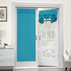 Black French Door Curtain Thermal Insulated Room Darkening Door Curtain Panel, Noise Reducing Single Door Panel