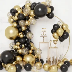 Black Gold Balloon Garland Kit, Graduation Party Decorations, Black, Gold & White Balloon Arch for Weddings, Birthdays & Celebrations