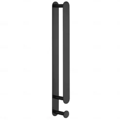 Black Multifunctional Towel Bar with Hook Stainless Steel Painted Finishes Bathroom Shelf Self-adhesive 40cm 1pc