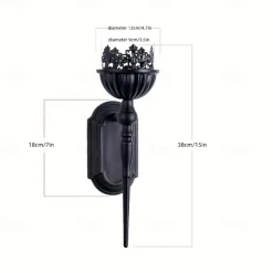 Black Vintage Candlesticks, Black Crown And Scepter Design Wall-Mounted, Perfect Decoration for Living Room, Courtyard, Bedroom, Staircase, Christmas, Halloween, Valentine's Day Gift 1PCS