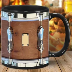 Black Vintage Drum Mug, Funny Drumming Gifts, Christmas Gift for Drummer, Drumming Coffee Cup, Drumming Dad, Drummer Brother Tumbler Gifts, Drums 11oz