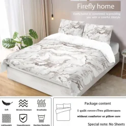 Black White Marble 3D Printed 3-Piece Set of Down Duvet Covers 100% Cotton for Hotels Bedrooms Guest Rooms Bedding Sets Comfy Sets