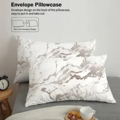 Black White Marble 3D Printed 3-Piece Set of Down Duvet Covers 100% Cotton for Hotels Bedrooms Guest Rooms Bedding Sets Comfy Sets