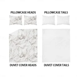 Black White Marble 3D Printed 3-Piece Set of Down Duvet Covers 100% Cotton for Hotels Bedrooms Guest Rooms Bedding Sets Comfy Sets