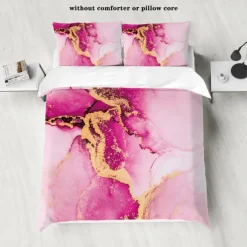 Black White Marble 3D Printed 3-Piece Set of Down Duvet Covers 100% Cotton for Hotels Bedrooms Guest Rooms Bedding Sets Comfy Sets